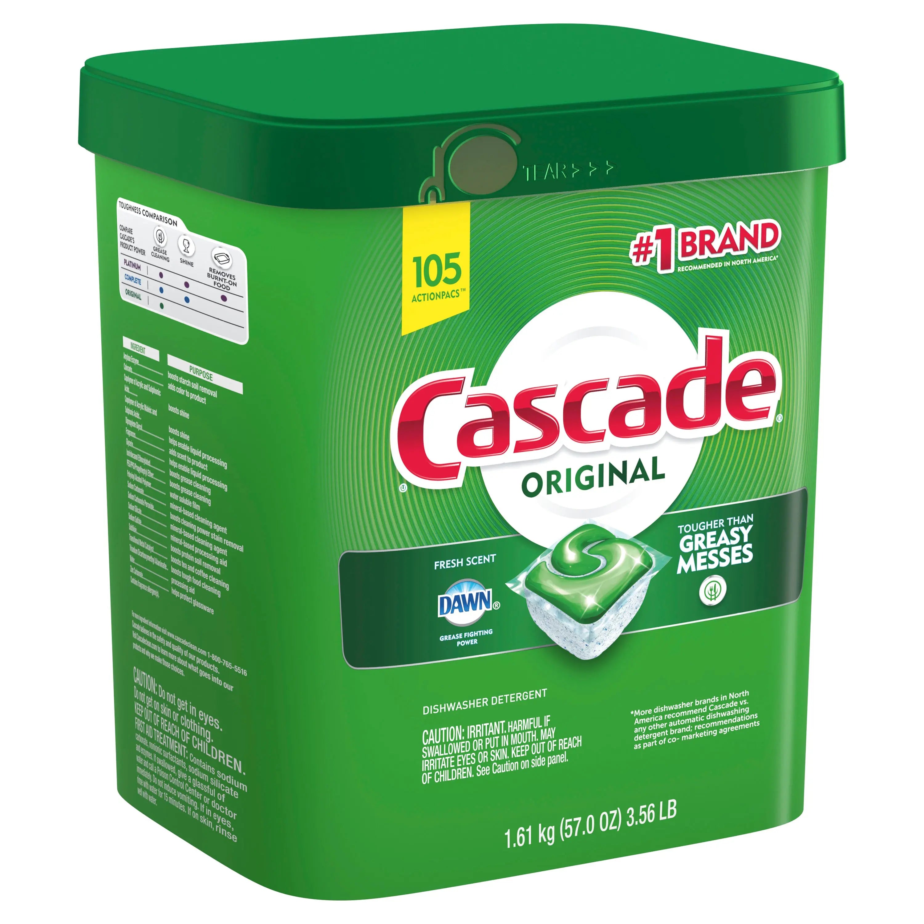 Cascade Dishwasher Detergent ActionPacs, Original Scent, 105 Count Hand C Mart