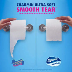 Charmin mega rolls stacked to highlight 2X absorbency
