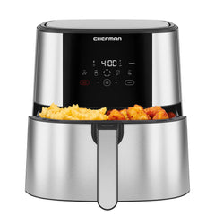 Chefman Turbofry Air Fryer with Basket Divider, 8 Qt Capacity - Stainless Steel, New Hand C Mart