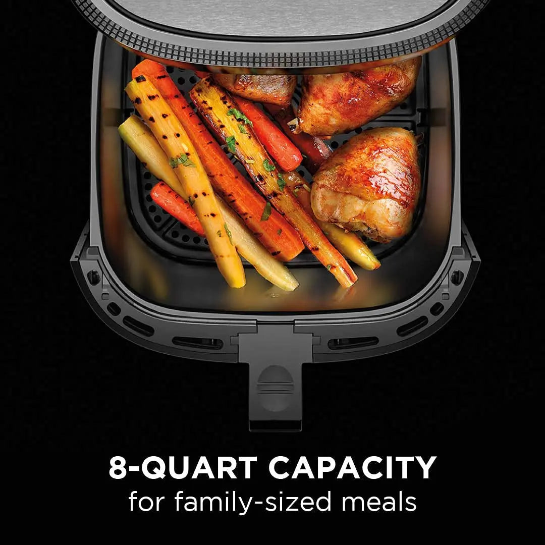 Chefman Turbofry Air Fryer with Basket Divider, 8 Qt Capacity - Stainless Steel, New Hand C Mart