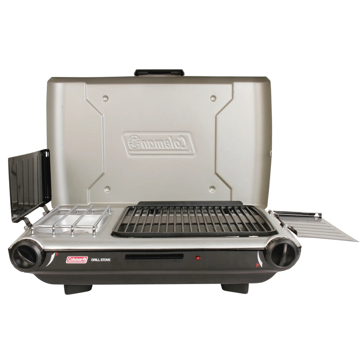 Coleman® Tabletop Propane Gas Camping 2-in-1 Grill/Stove 2-Burner, Gray, 2000038016 Hand C Mart