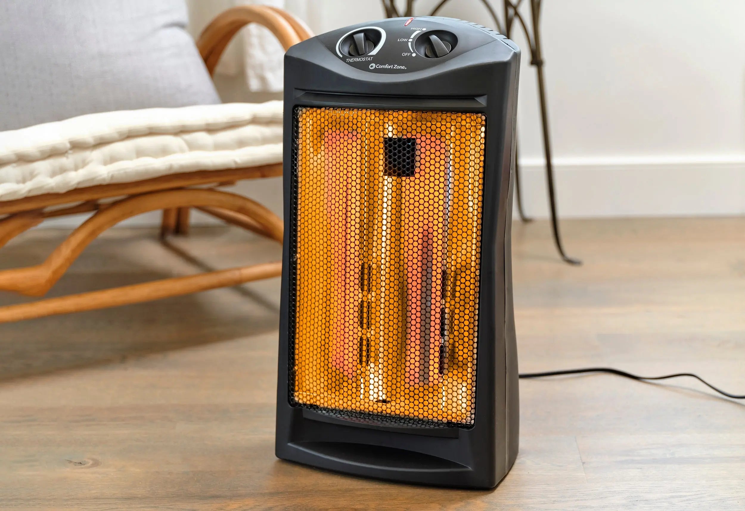 Comfort Zone CZQTV007BK Fan-Assisted Tower Radiant Quartz Heater Hand C Mart