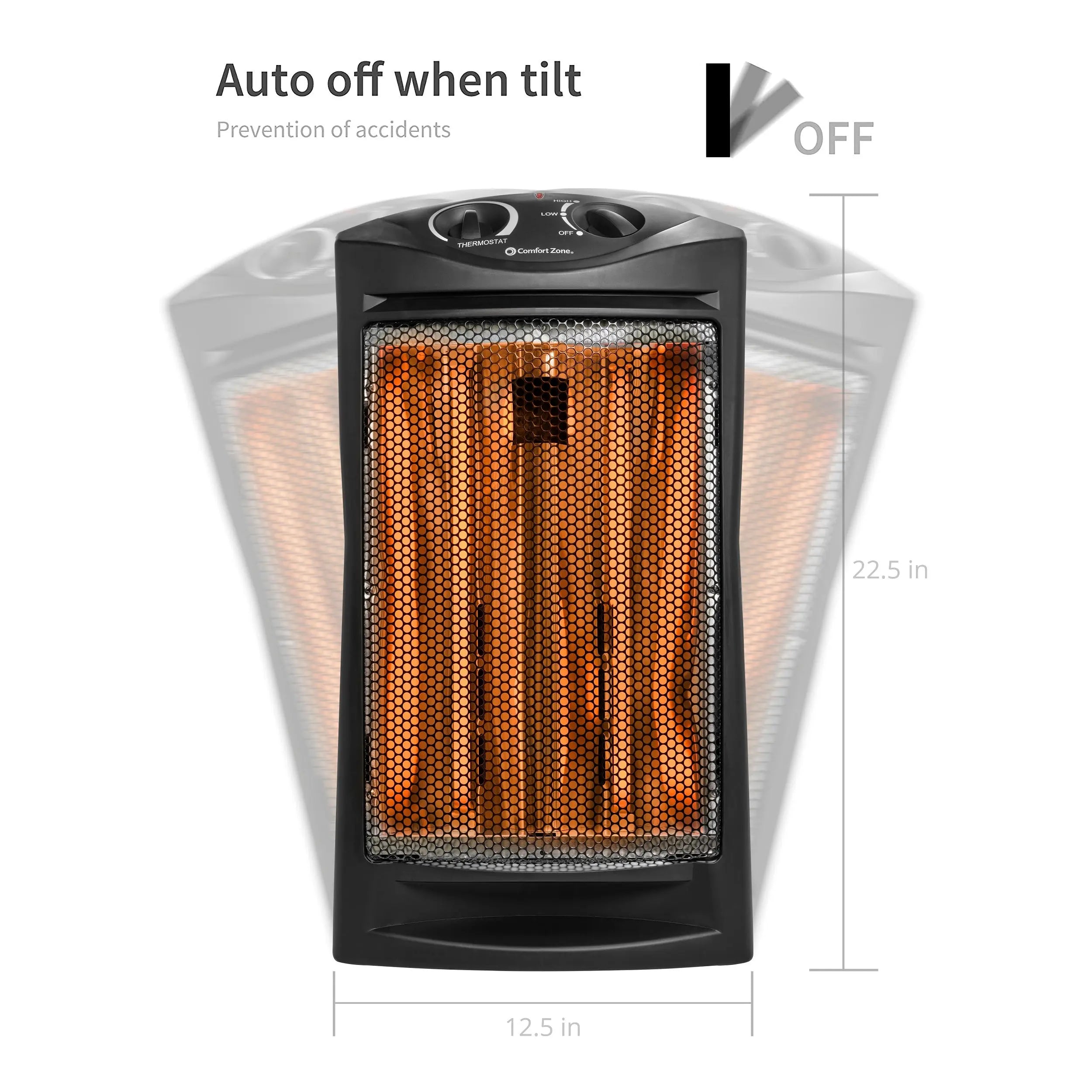 Comfort Zone CZQTV007BK Fan-Assisted Tower Radiant Quartz Heater Hand C Mart