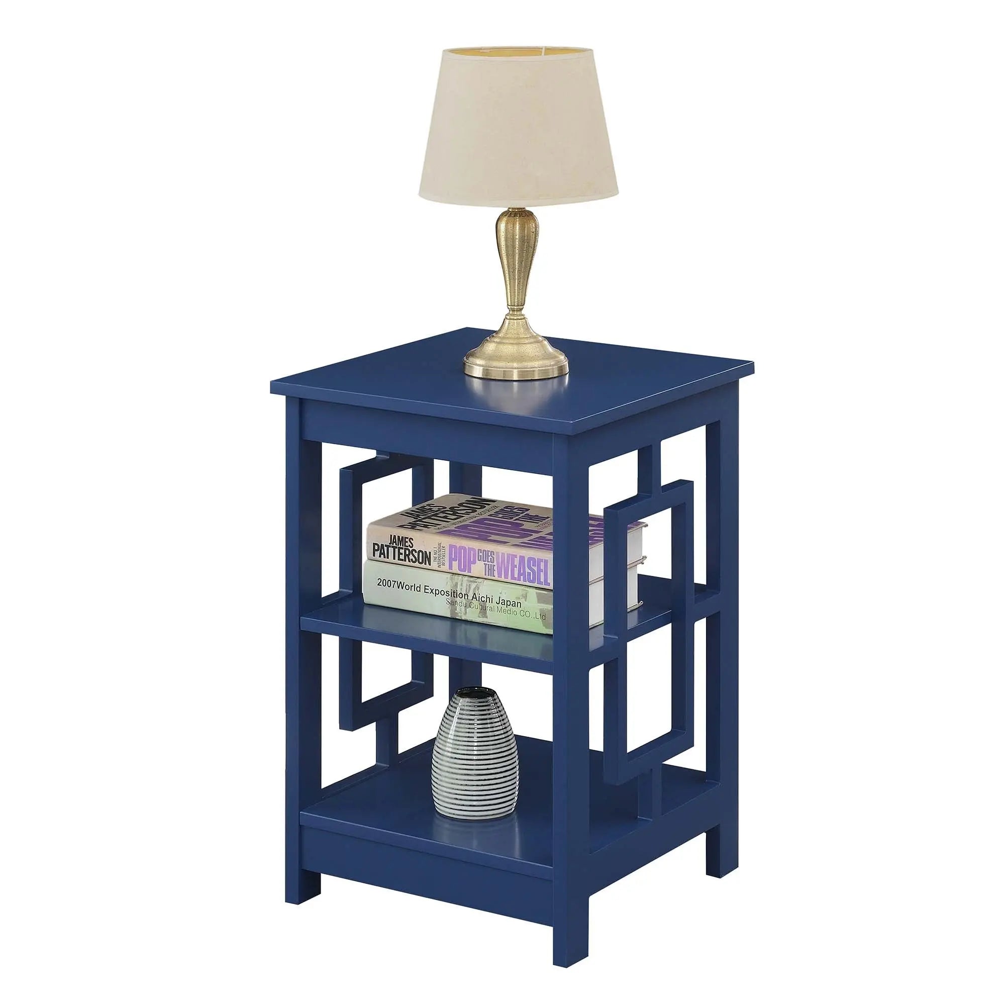 Convenience Concepts Town Square End Table with Shelves, Cobalt Blue Hand C Mart