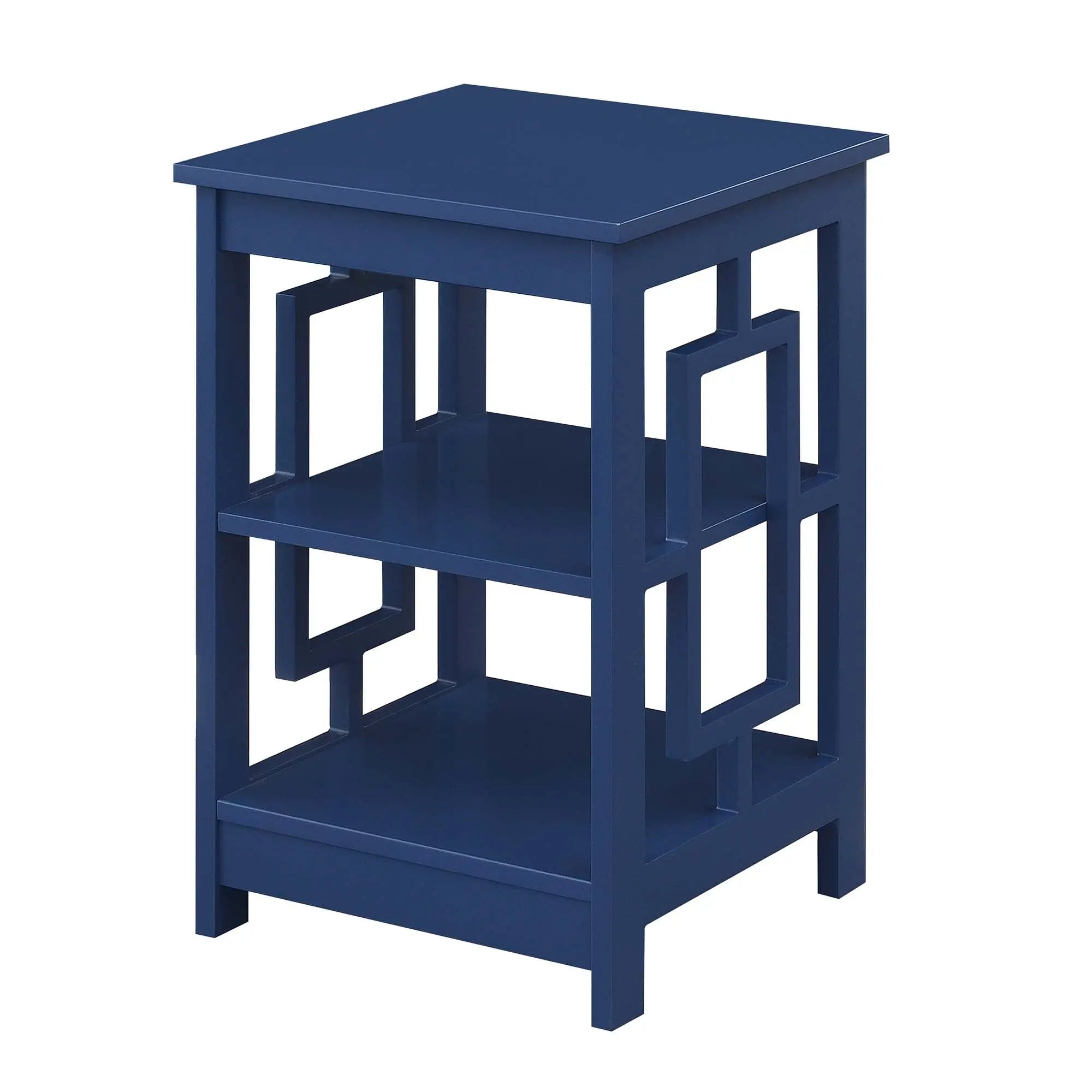 Convenience Concepts Town Square End Table with Shelves, Cobalt Blue Hand C Mart