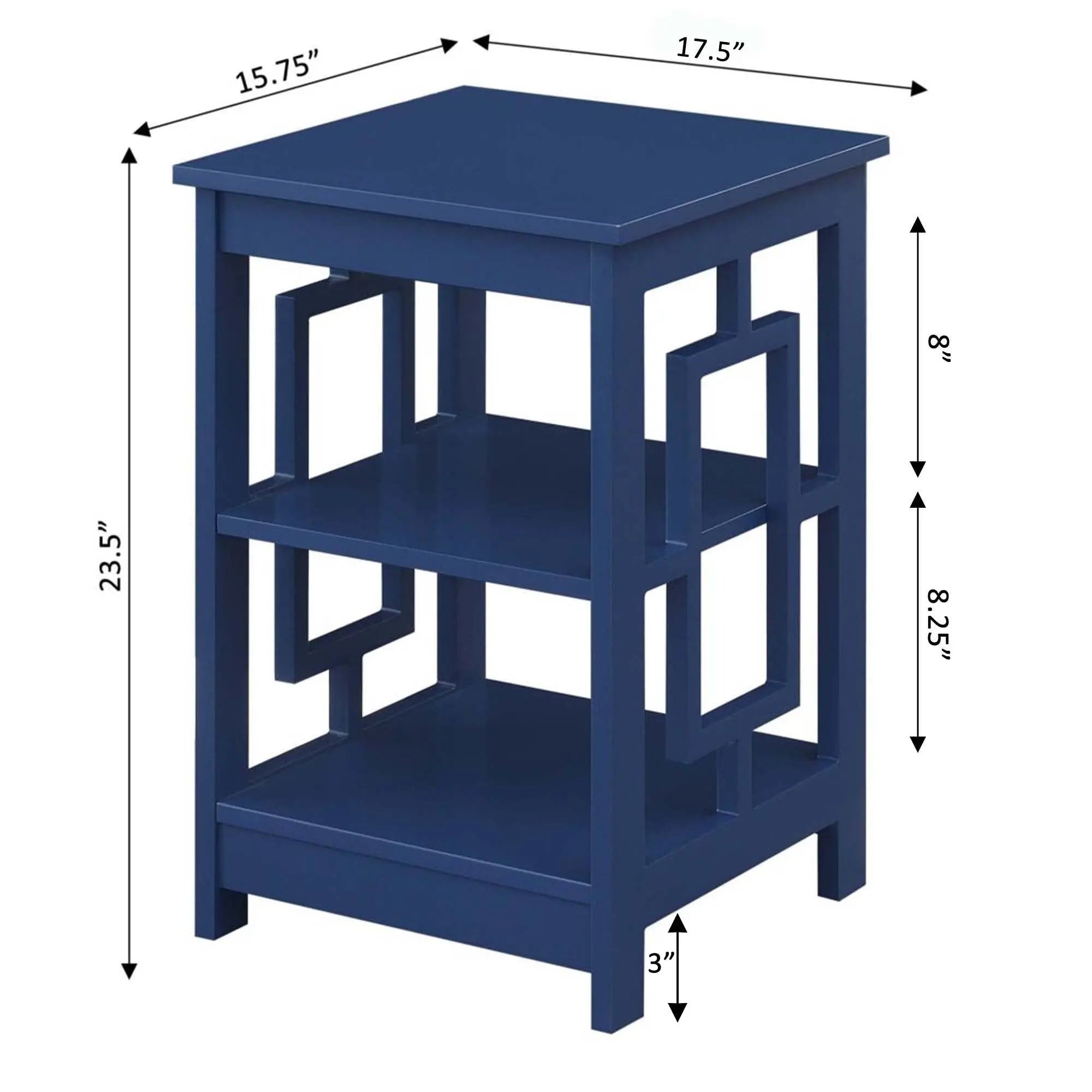 Convenience Concepts Town Square End Table with Shelves, Cobalt Blue Hand C Mart