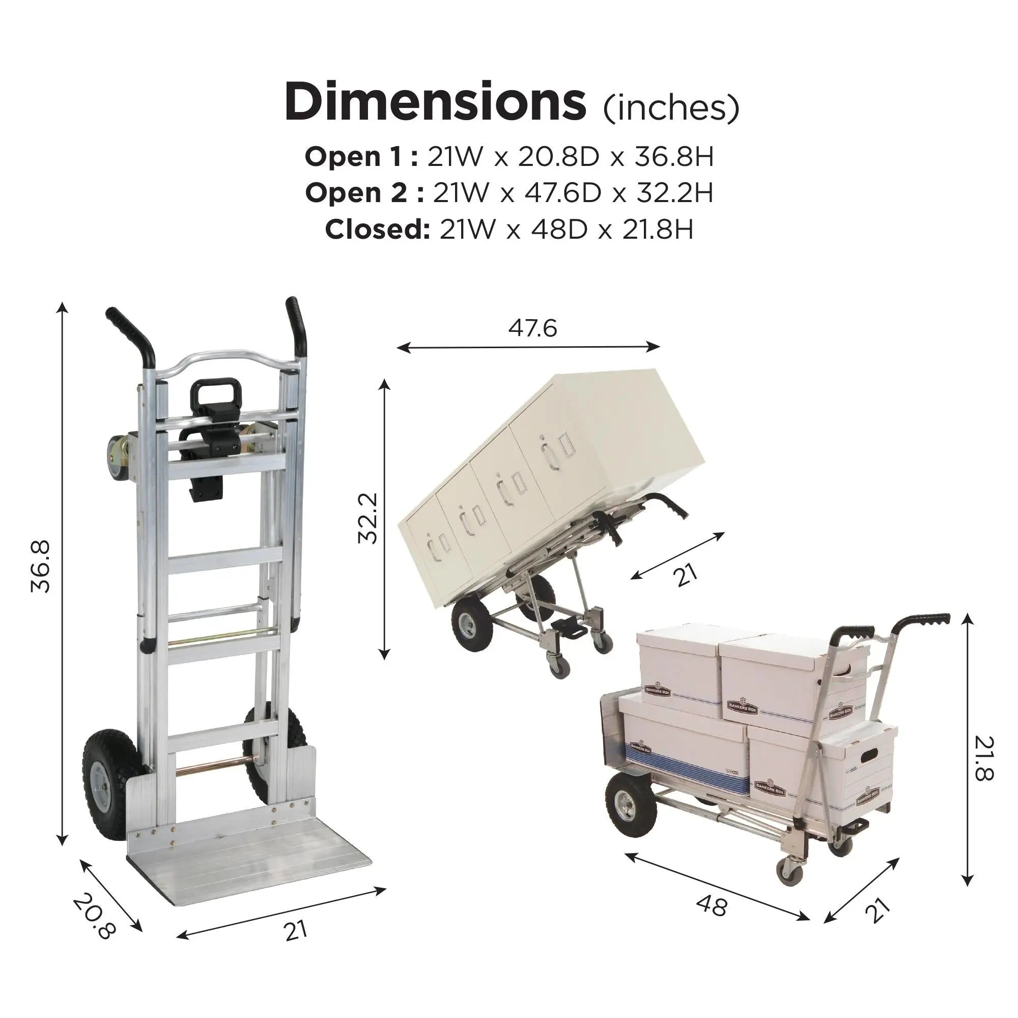 Cosco 3-in-1 Assist Series Aluminum Hand Truck/Assisted Hand Truck/Cart w/ flat free wheels, Silver Hand C Mart