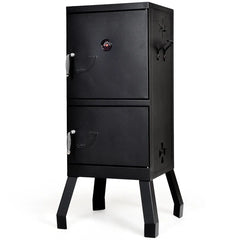 Costway Vertical Charcoal Smoker BBQ Barbecue Grill w/ Temperature Gauge Outdoor Black Hand C Mart