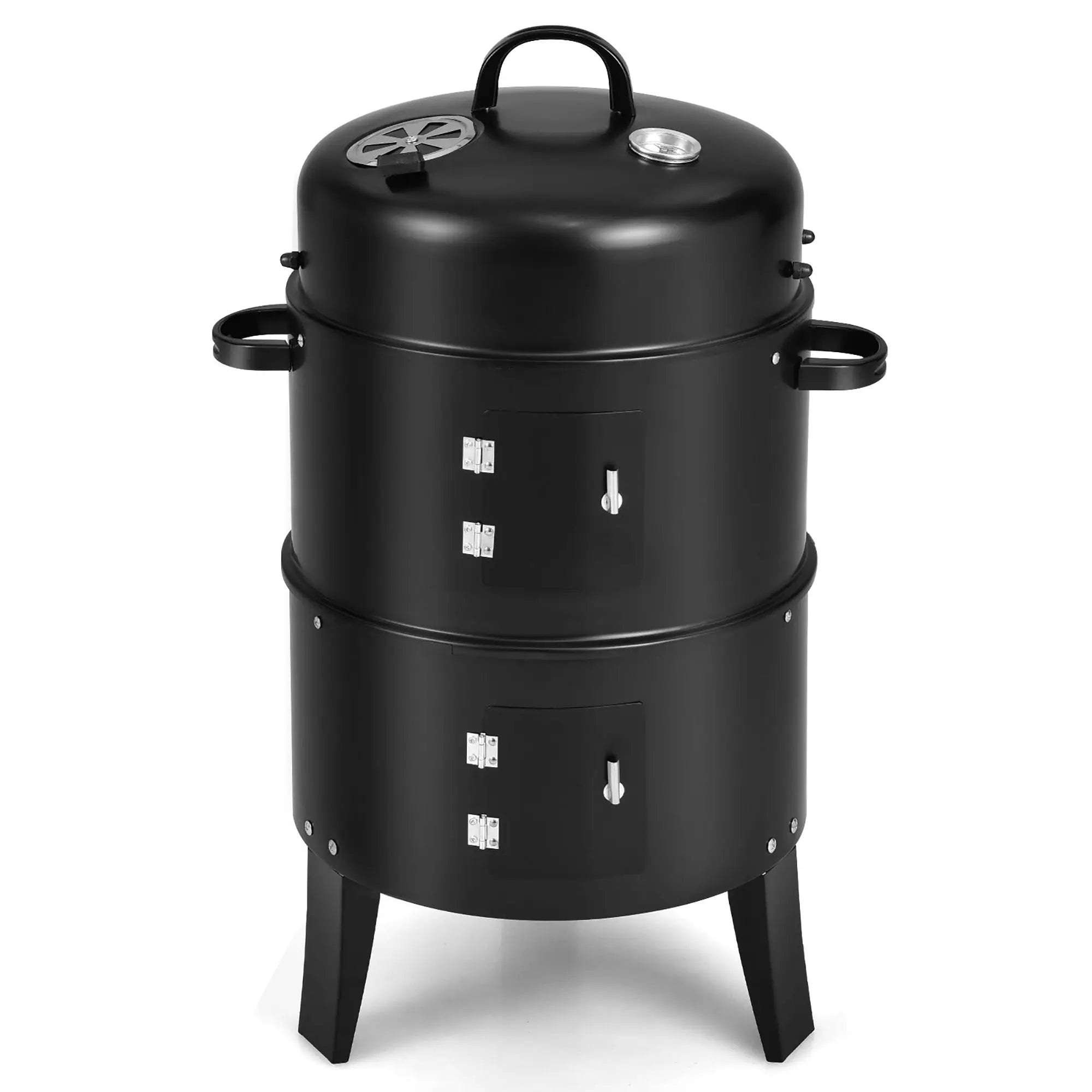 Costway3-in-1 Vertical Charcoal Smoker Portable BBQ Smoker Grill with Detachable 2 Layer Hand C Mart