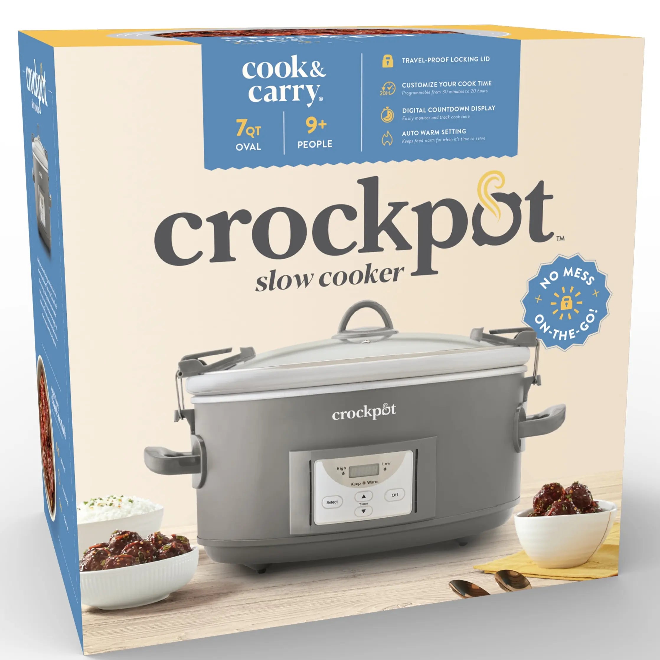 Crock-Pot® Programmable 7-Quart Cook and Carry Slow Cooker, Grey Hand C Mart