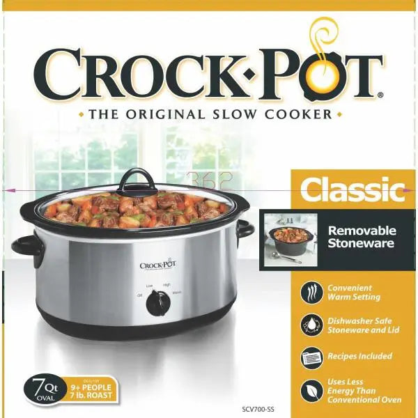 Crockpot™ 7-Quart Slow Cooker, Manual, Stainless Steel Hand C Mart