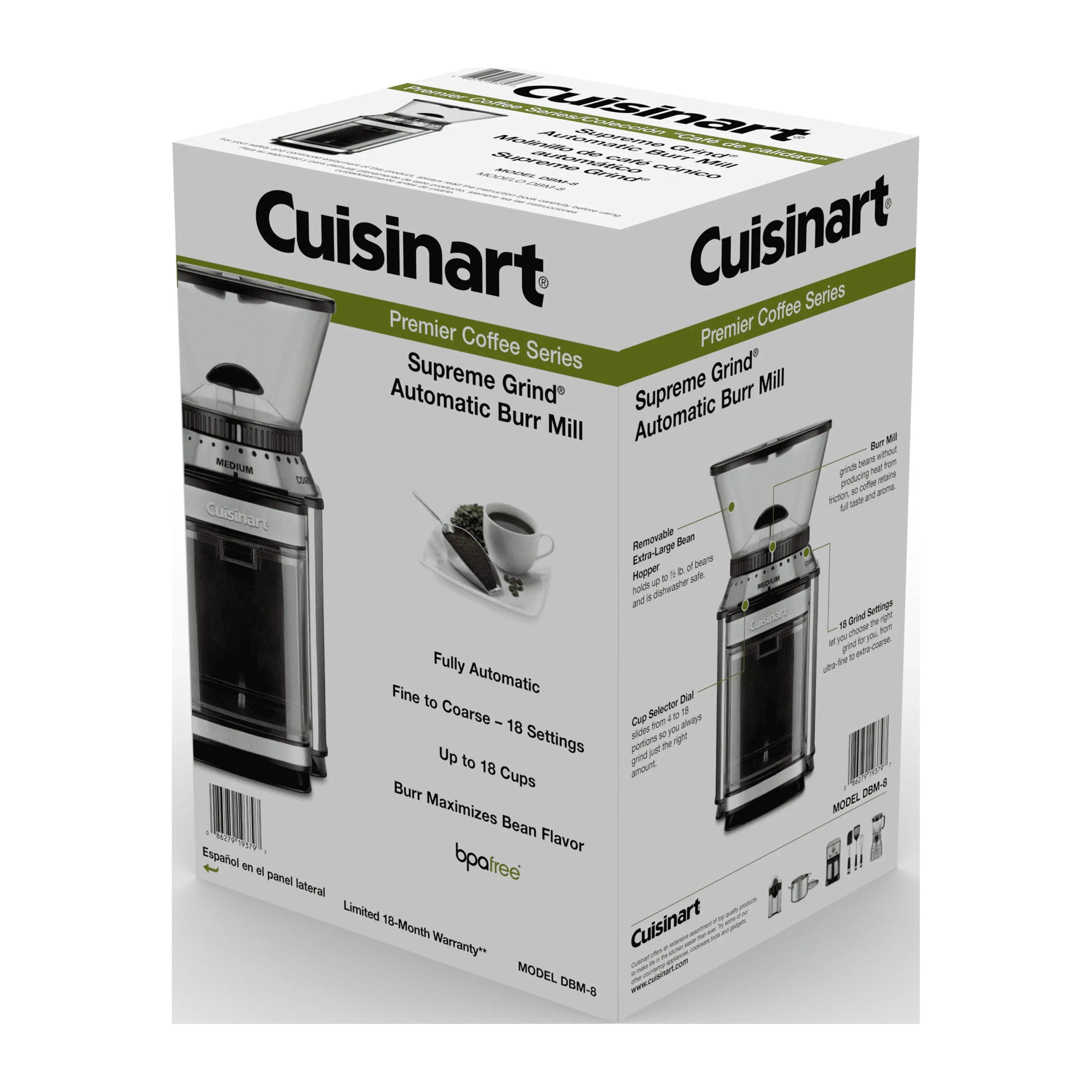 Cuisinart 32 Cup Supreme Grind Burr Coffee Grinder , Stainless Steel, DBM-8WM Hand C Mart