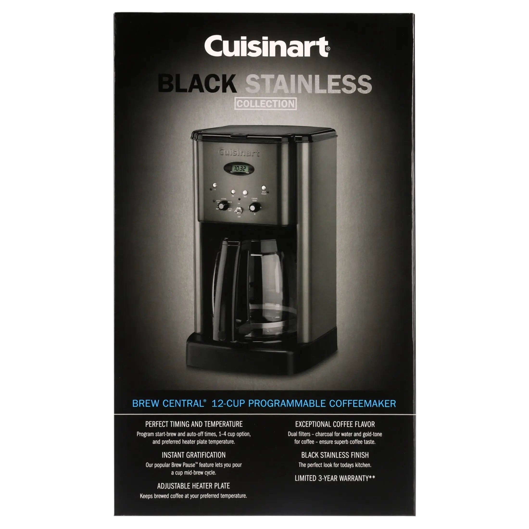 Cuisinart Brew Central™ 12 Cup Programmable Coffeemaker, DCC-1200BKSP1 Hand C Mart