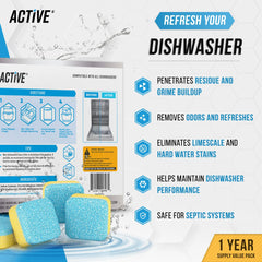 Dishwasher Cleaner And Deodorizer - Descaler To Deep Clean Dish Washer Removes Limescale - 24 Pack Tablets Hand C Mart