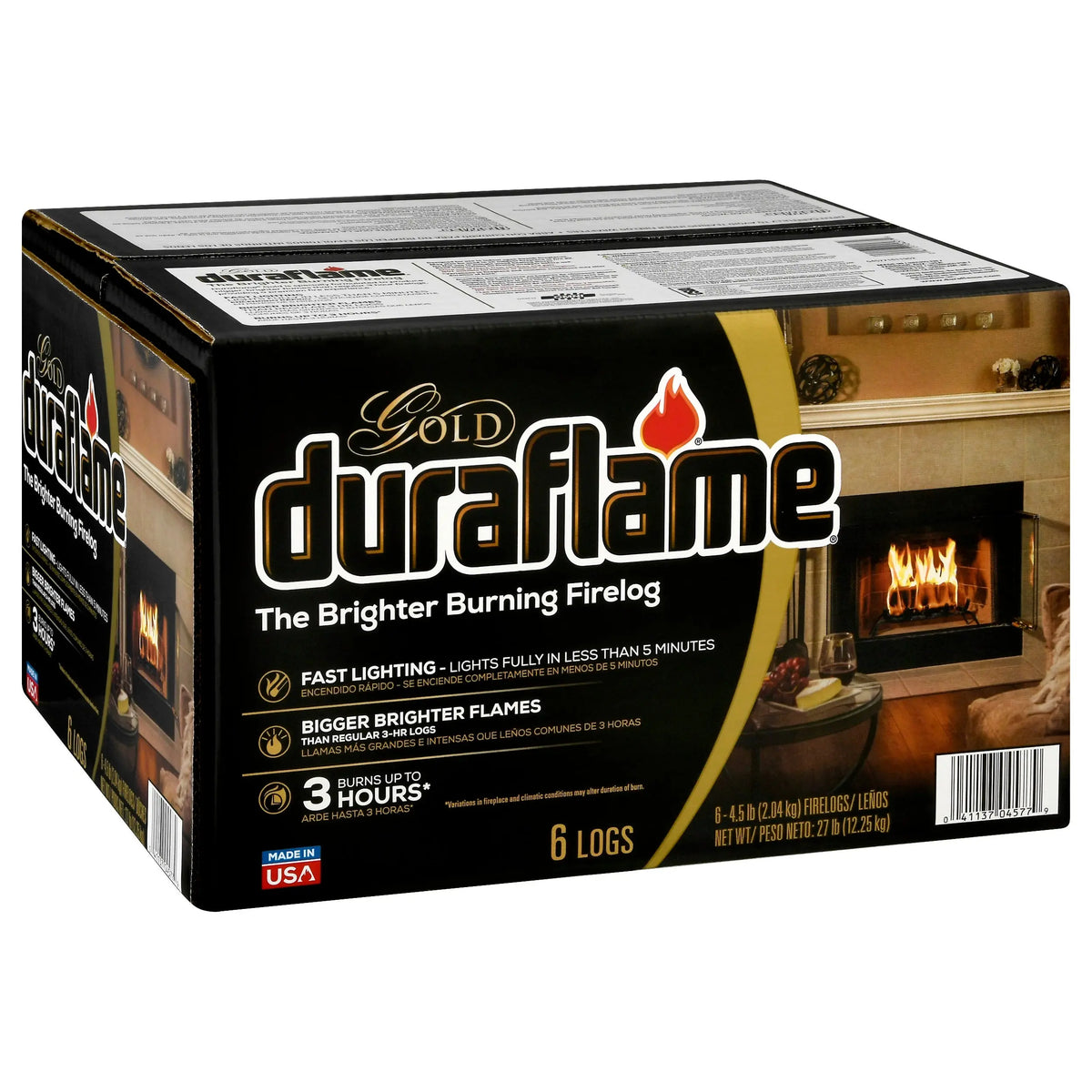 Duraflame 4.5 Pound Gold Ultra Premium 3 Hour Burn Firelogs with Bigger and Brighter Flames for Indoor and Outdoor Fireplace Use, Set of 6 Hand C Mart