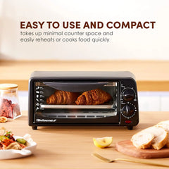 Elite Gourmet ETO236 Personal 2 Slice Countertop Toaster Oven with 15 Minute Timer Includes Pan and Wire Rack, Bake, Broil, Toast, Black Hand C Mart