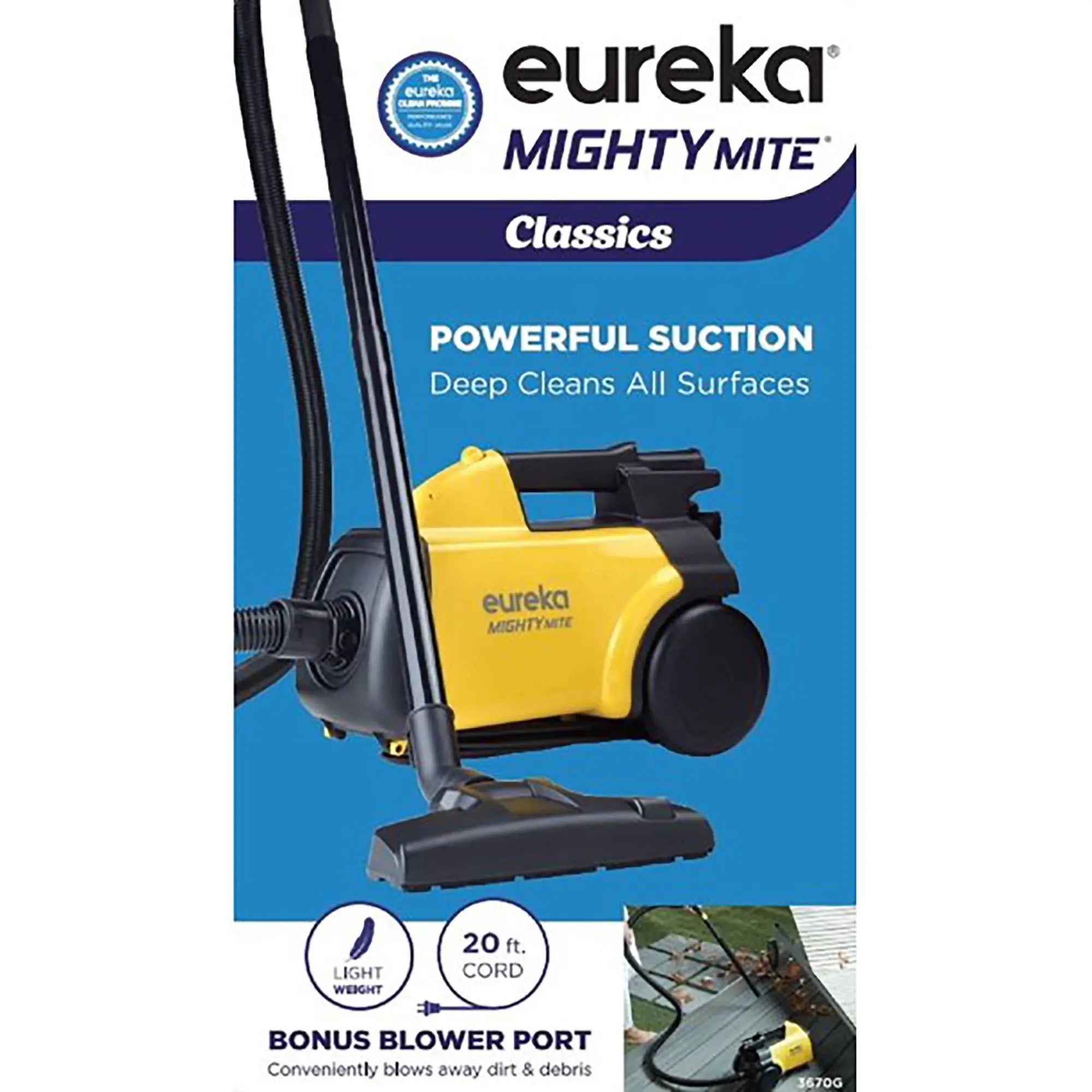 Eureka 3670G Lightweight Mighty Mite Canister Vacuum, 9A Motor, 8.2 lb, Yellow Hand C Mart