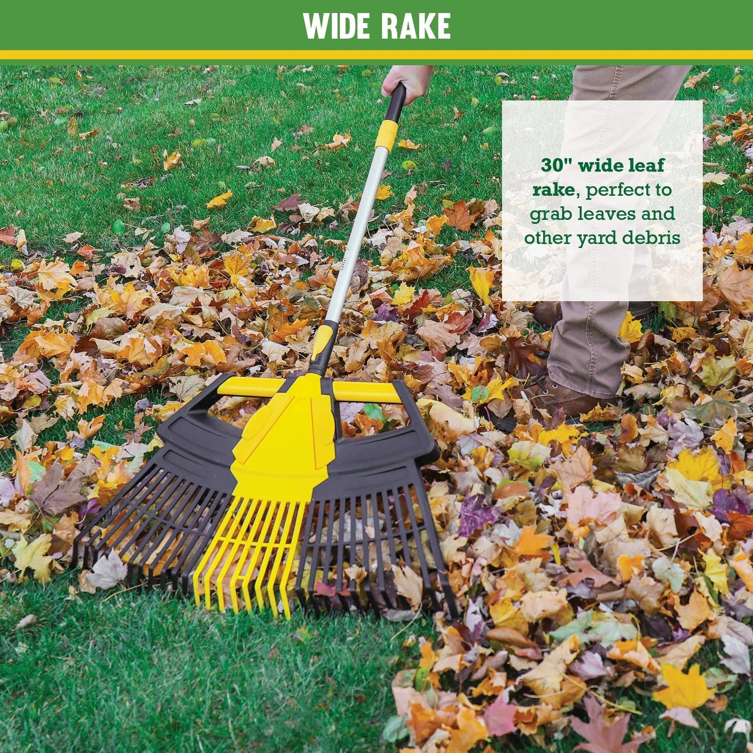 Expert Gardener 3-in-1 Leaf Rake, Functions as 30in Leaf Rake, 7in Shrub Rake or Leaf Scoops Hand C Mart