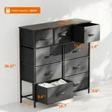 Fabric Storage Dresser with 9 Drawers, Steel Frame and Wooden Top for Bedroom, Closet, Entryway and Nursery, Gray Hand C Mart