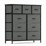 Fabric Storage Dresser with 9 Drawers, Steel Frame and Wooden Top for Bedroom, Closet, Entryway and Nursery, Gray Hand C Mart