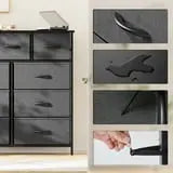 Fabric Storage Dresser with 9 Drawers, Steel Frame and Wooden Top for Bedroom, Closet, Entryway and Nursery, Gray Hand C Mart