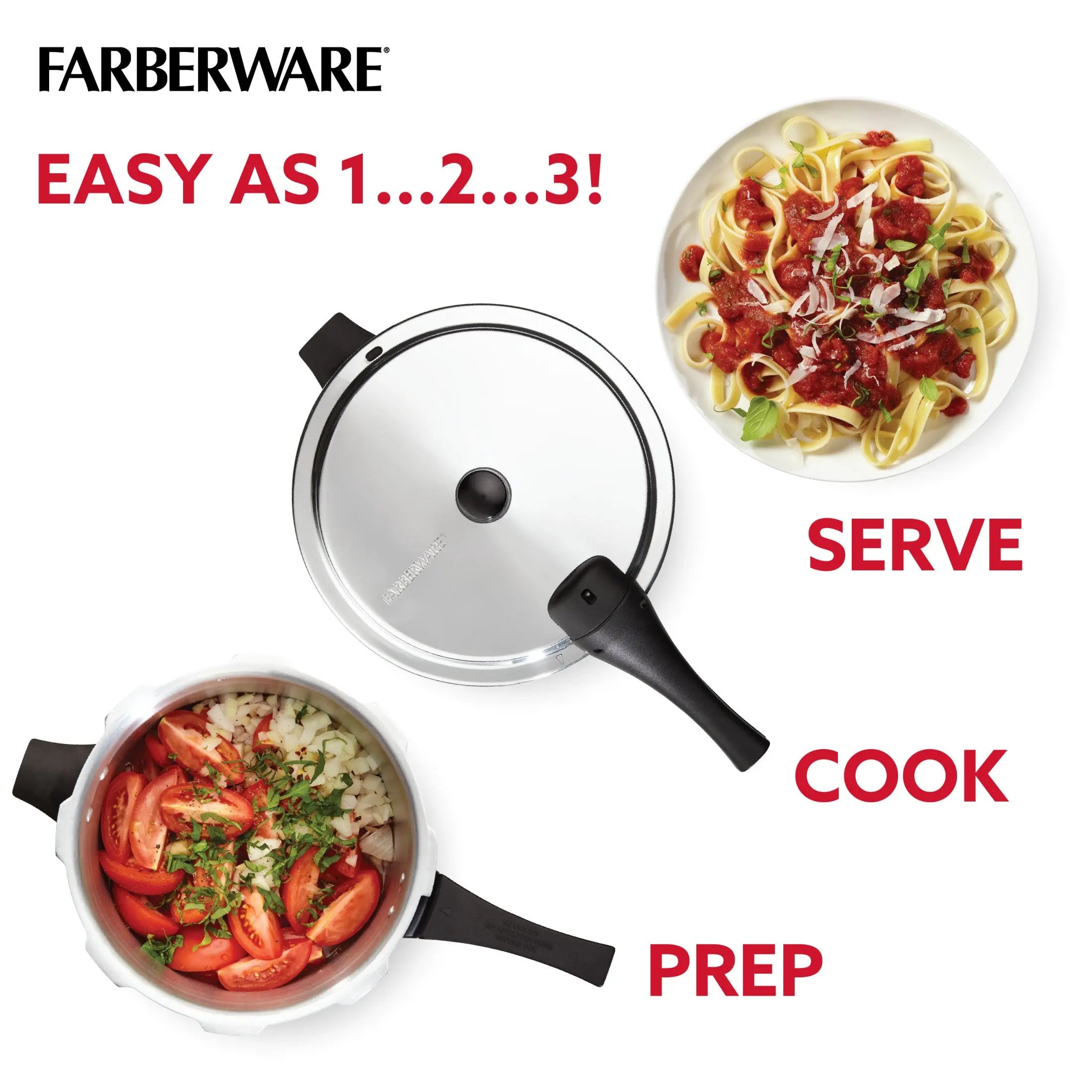 Farberware 6-Quart Aluminum Stovetop Pressure Cooker, 15 PSI Hand C Mart