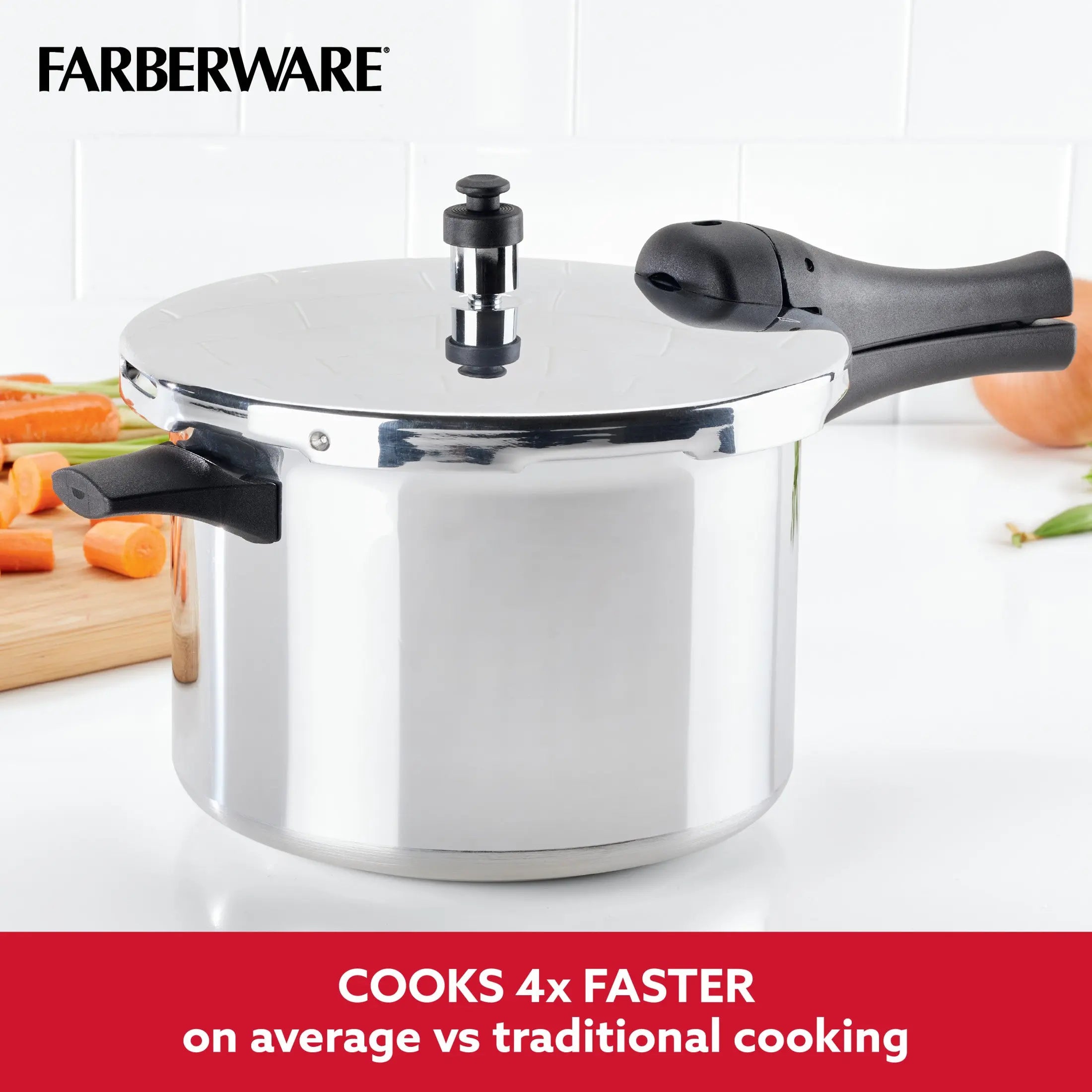 Farberware 6-Quart Aluminum Stovetop Pressure Cooker, 15 PSI Hand C Mart