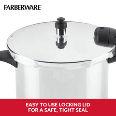 Farberware aluminum pressure cooker with ergonomic handles for comfort
