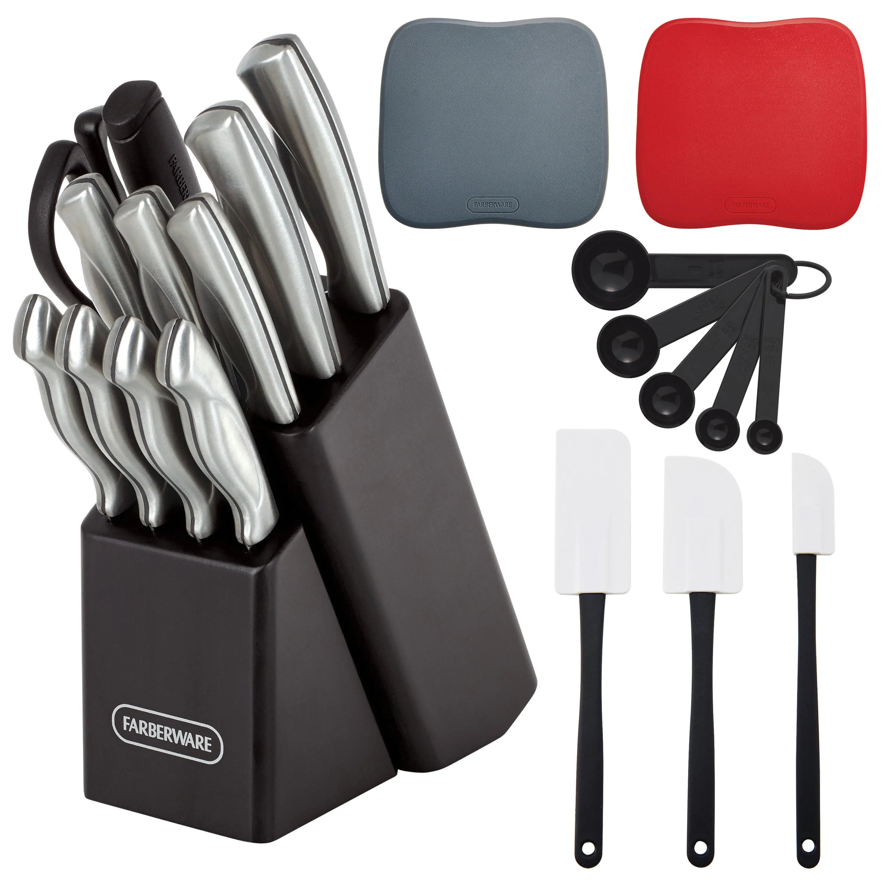 Farberware Classic 22 Piece Stamped Stainless Steel Knife Set and Utensil Set Hand C Mart