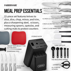 Farberware Classic 22 Piece Stamped Stainless Steel Knife Set and Utensil Set Hand C Mart