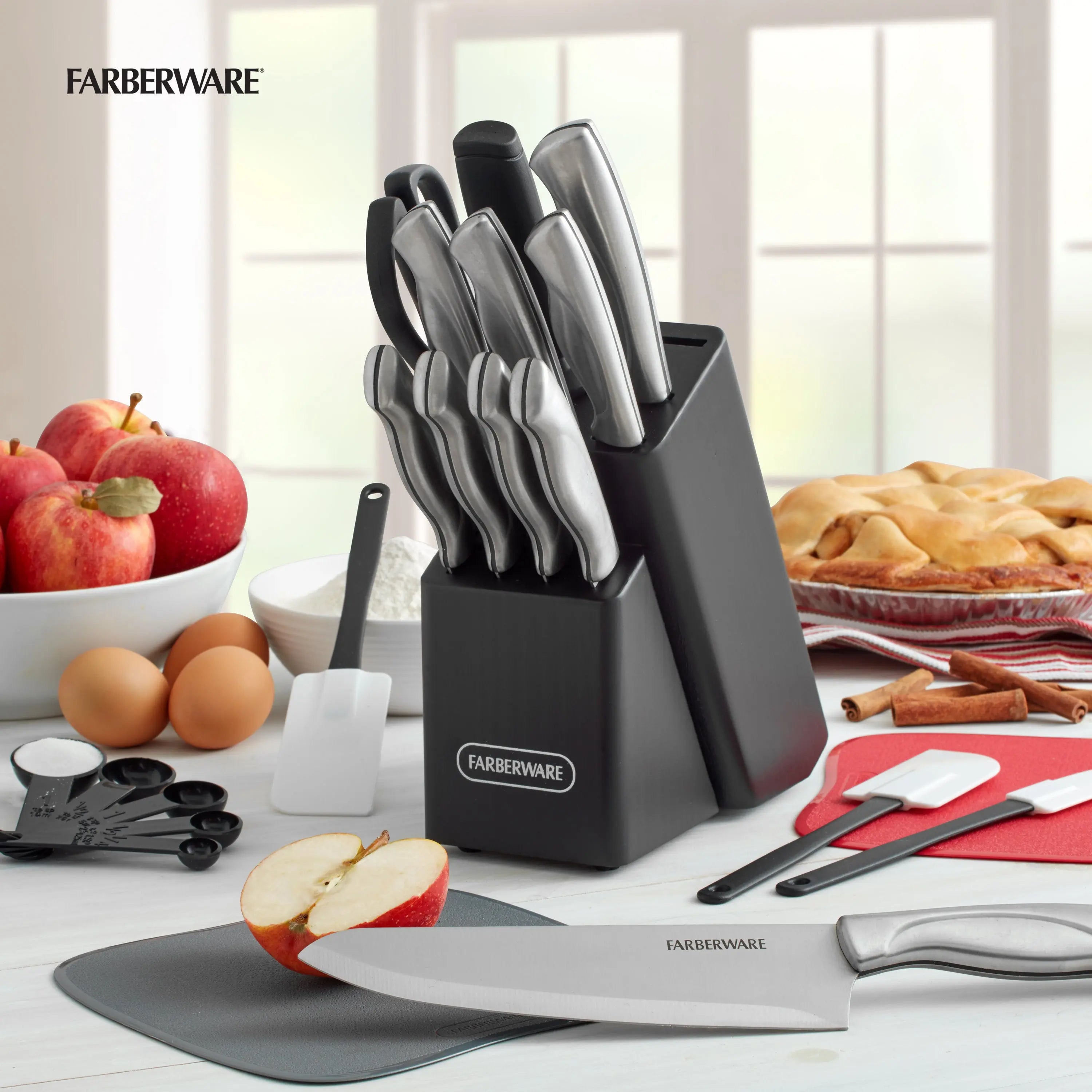 Farberware Classic 22 Piece Stamped Stainless Steel Knife Set and Utensil Set Hand C Mart