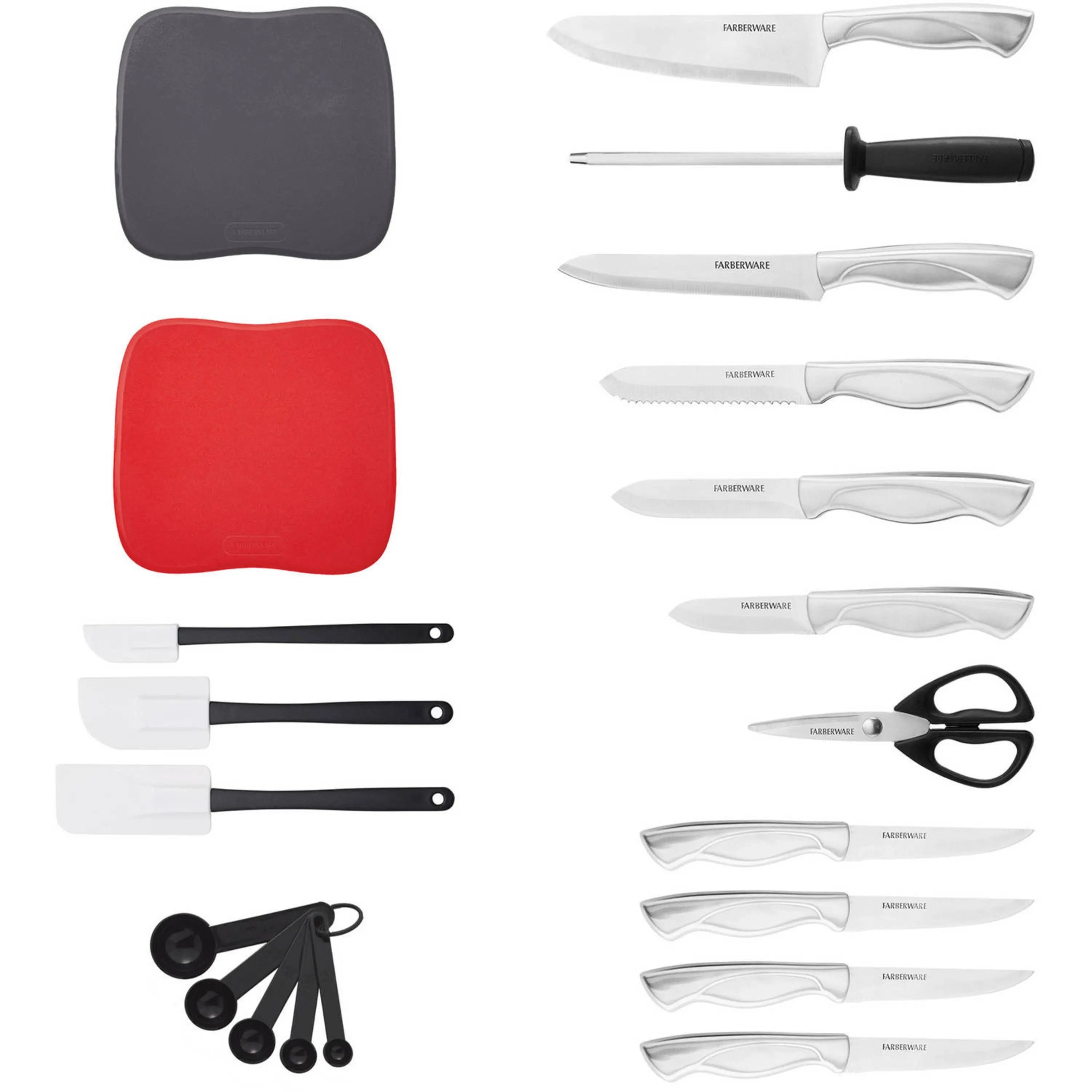 Farberware Classic 22 Piece Stamped Stainless Steel Knife Set and Utensil Set Hand C Mart