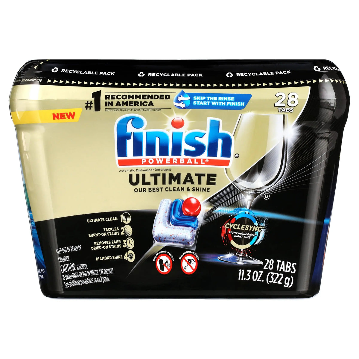 Finish Ultimate Dishwasher Detergent- 28 Count - With CycleSync™ Technology - Dishwashing Tablets - Dish Tabs Hand C Mart