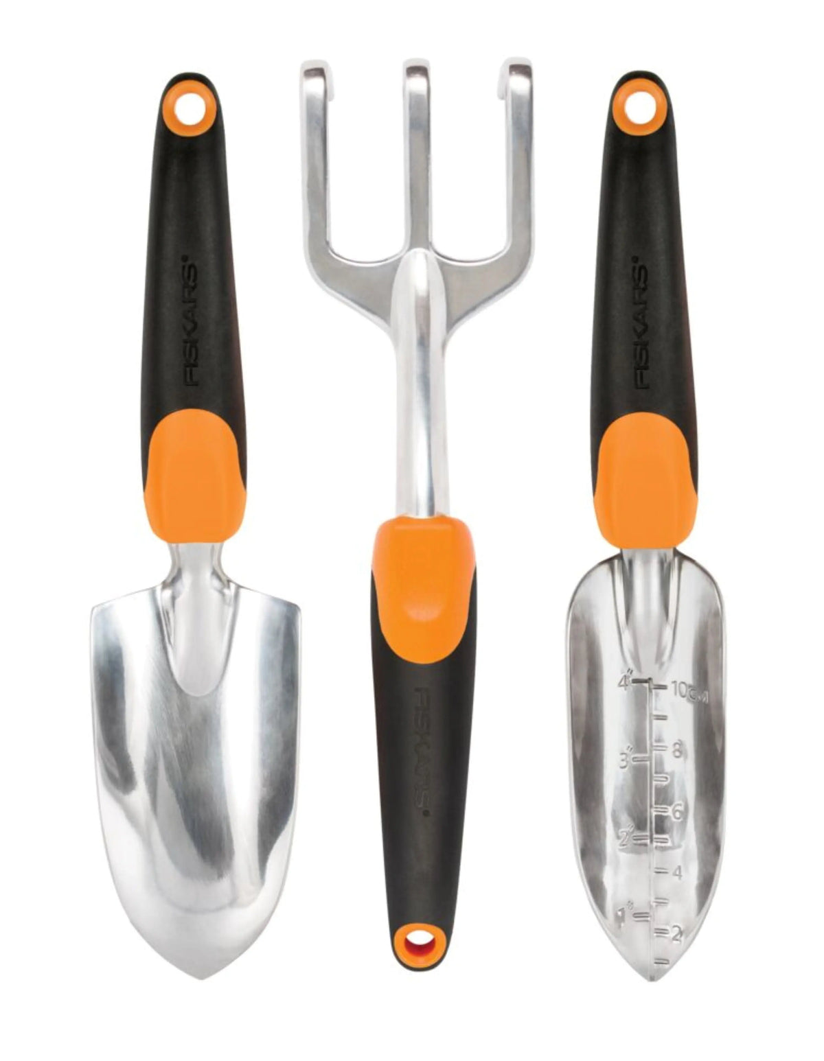 Fiskars 3-in-1 Garden Tool Set - Trowel, Transplanter, Cultivator for Gardening - Lawn and Garden - Black/Orange Hand C Mart