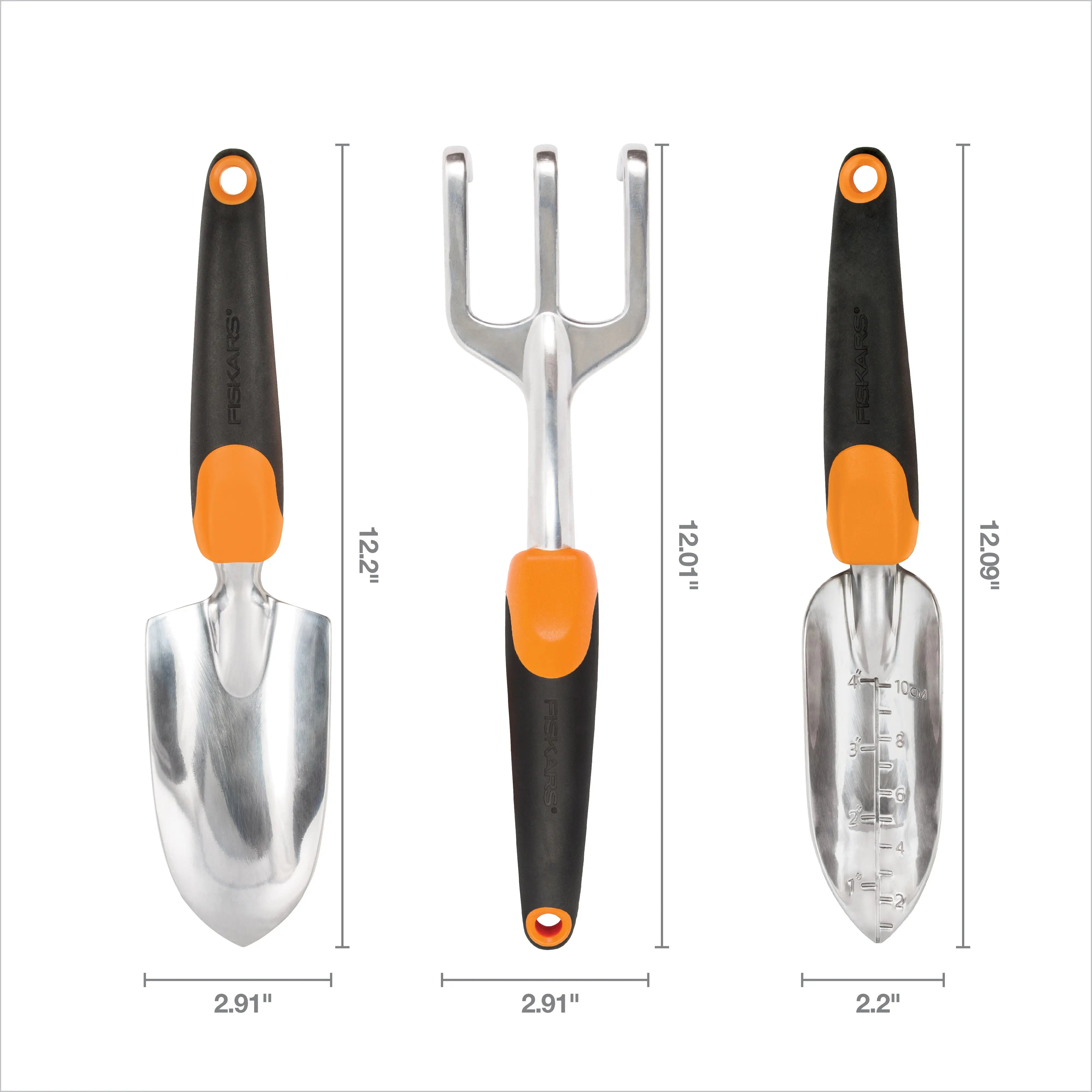 Fiskars 3-in-1 Garden Tool Set - Trowel, Transplanter, Cultivator for Gardening - Lawn and Garden - Black/Orange Hand C Mart