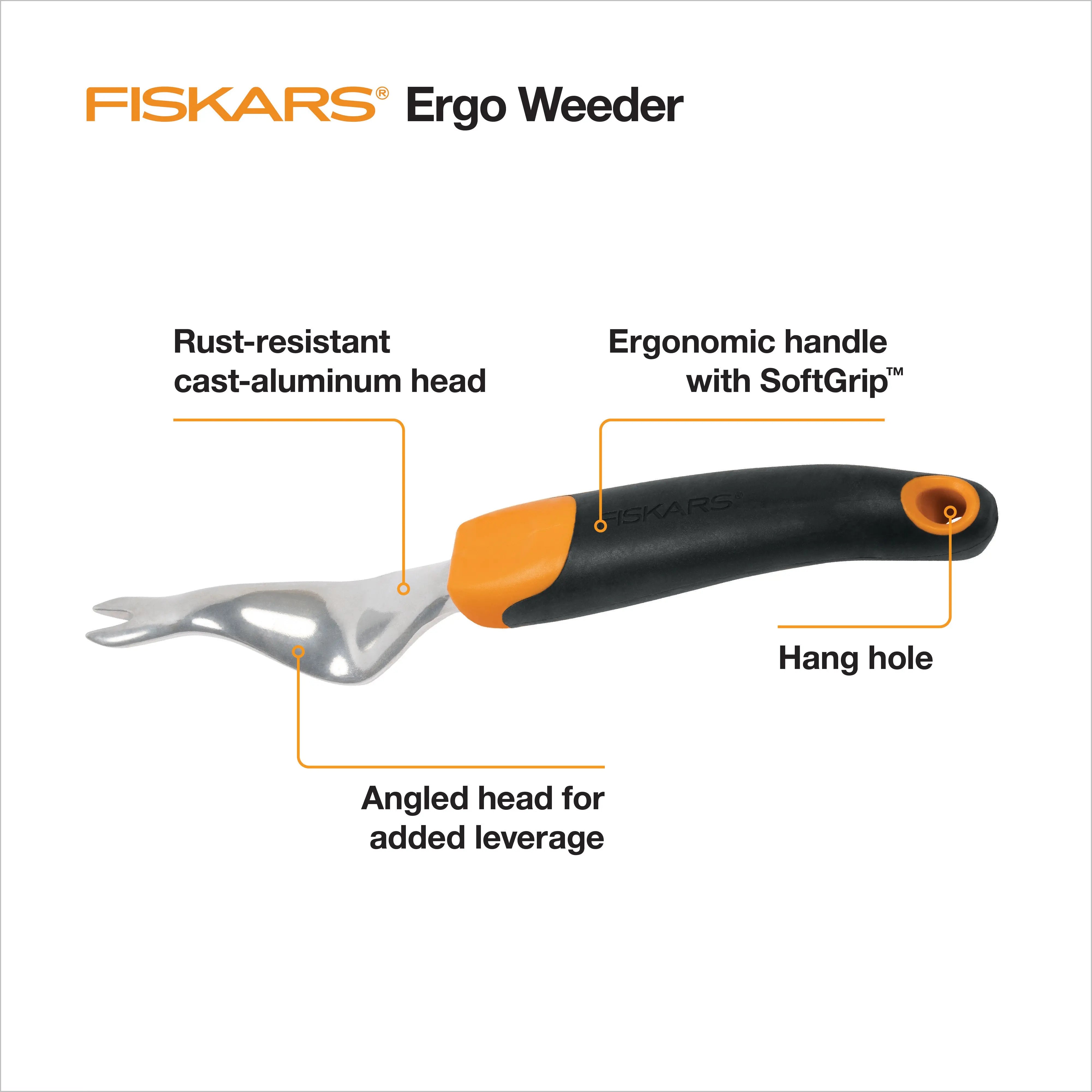 Fiskars Ergo Weeder Garden Tool with Aluminum Head and Ergonomic Handle Hand C Mart