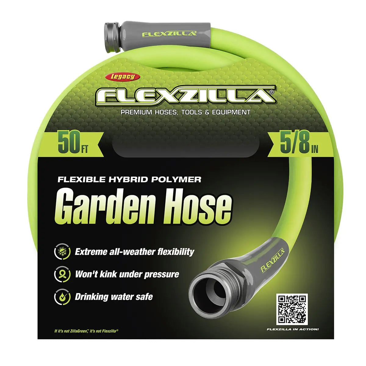 Flexzilla® Garden Hose, Flexible Hybrid Polymer, 5/8" x 50' Hand C Mart