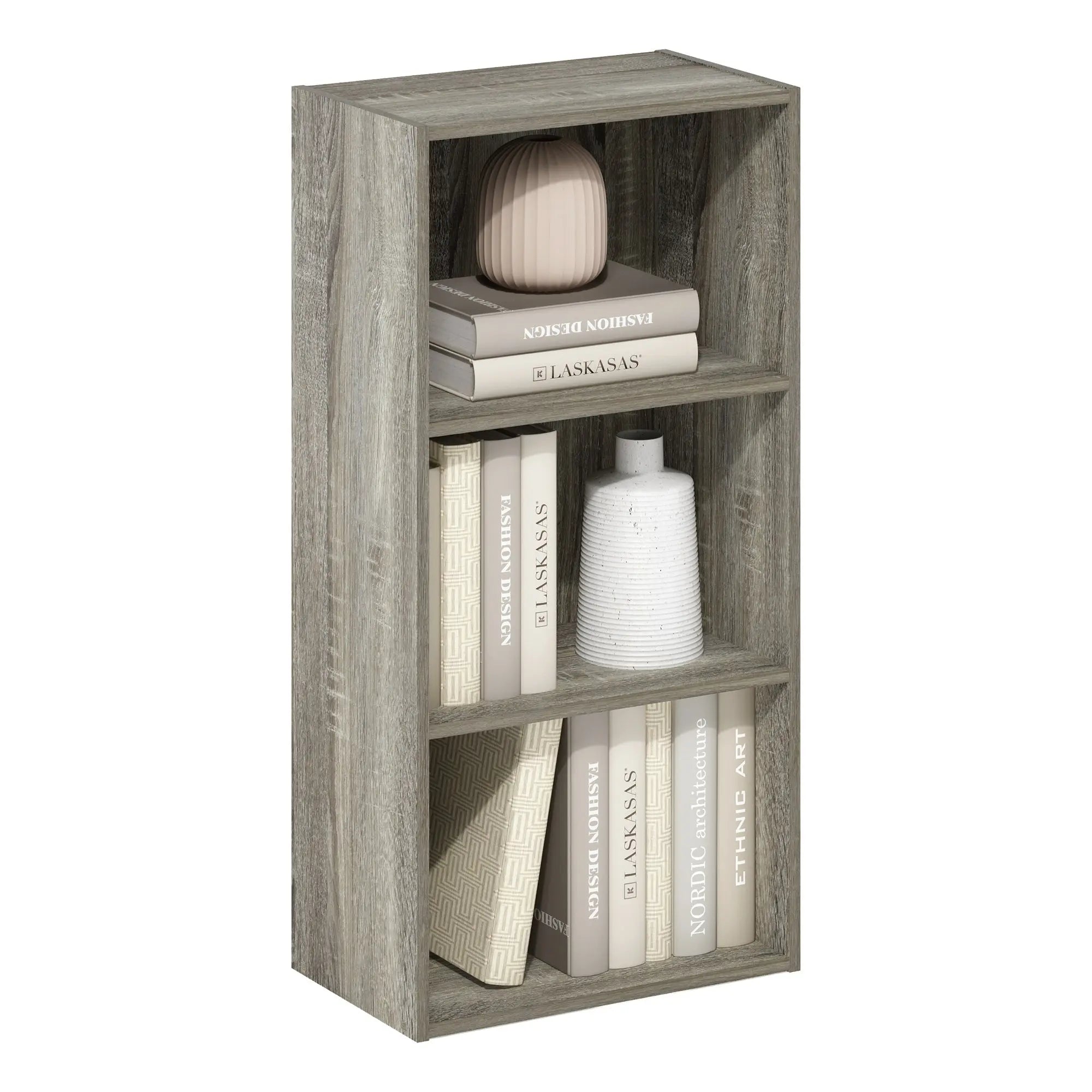 Furinno Luder 3-Tier Open Shelf Bookcase, French Oak Hand C Mart