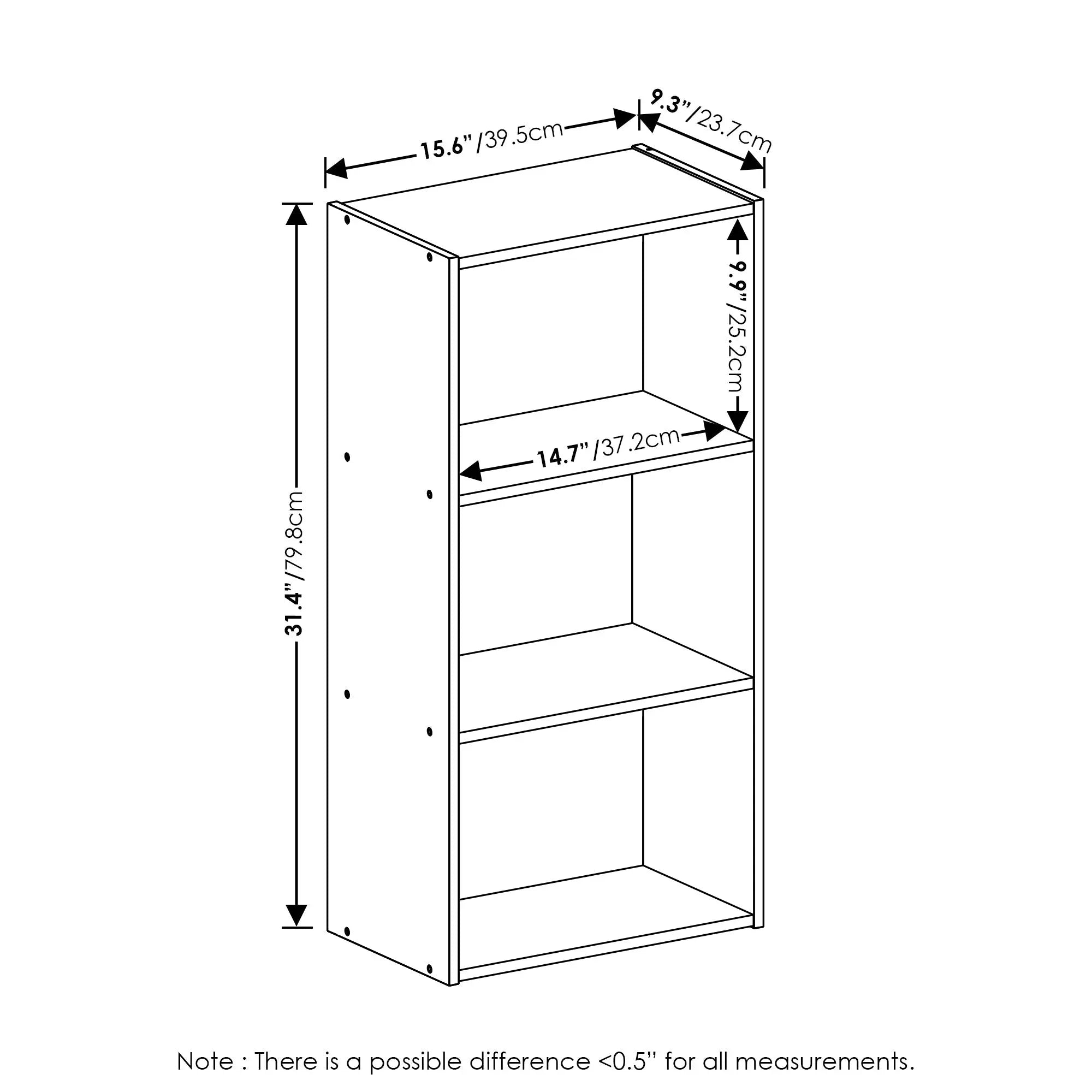 Furinno Luder 3-Tier Open Shelf Bookcase, French Oak Hand C Mart