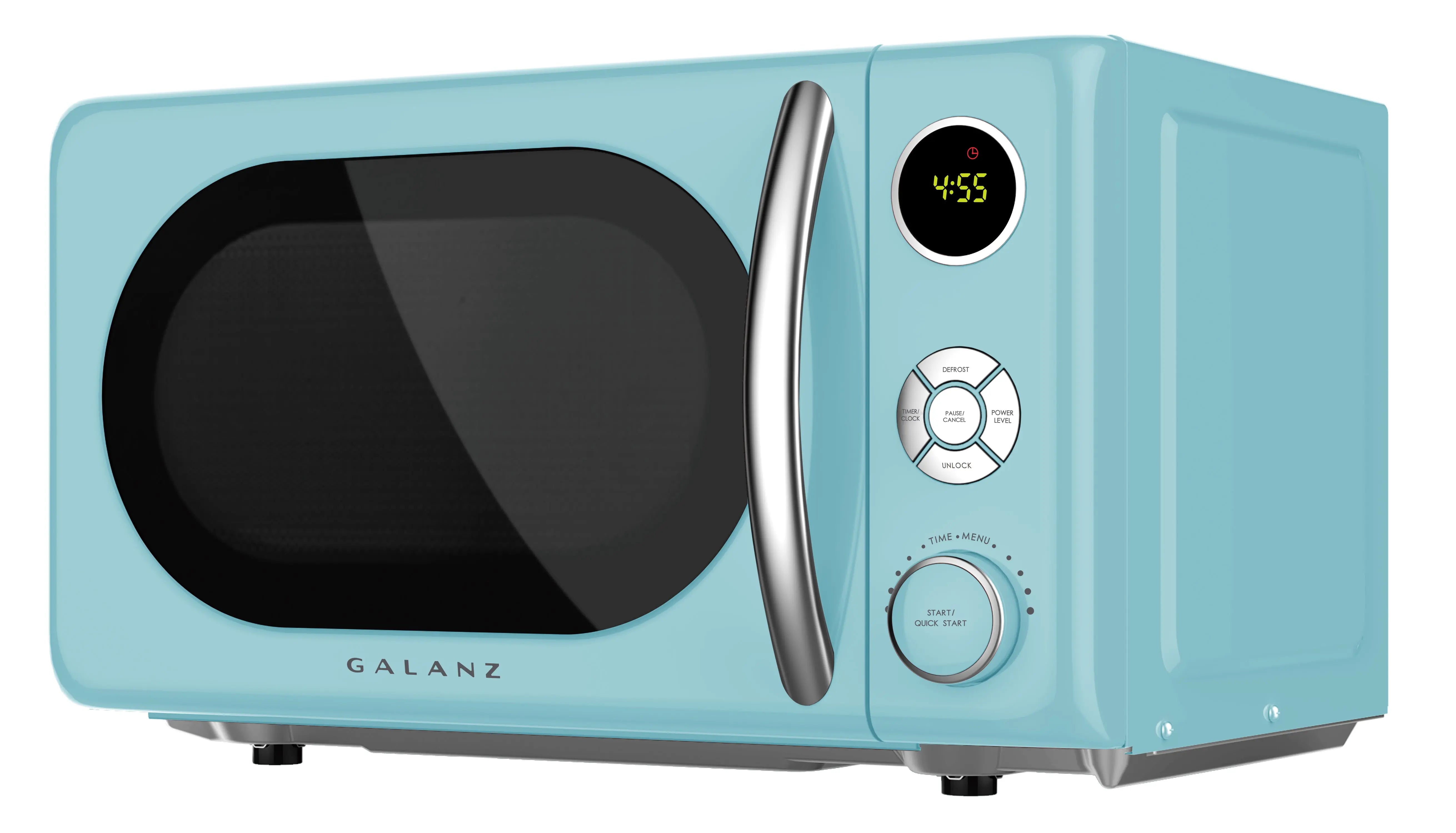 Galanz 0.7 Cu ft Retro Countertop Microwave Oven, 700 Watts, Blue, New Hand C Mart