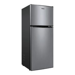 Galanz 4.6. Cu ft Two Door Mini Refrigerator with Freezer, Stainless Steel, New, Width 19.13" Hand C Mart