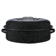 Granite Ware 18" Covered Oval Roaster, 15 Pound Capacity, Roasting Pan Hand C Mart