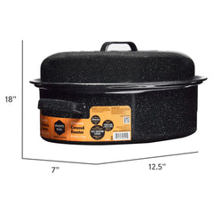 Granite Ware 18" Covered Oval Roaster, 15 Pound Capacity, Roasting Pan Hand C Mart