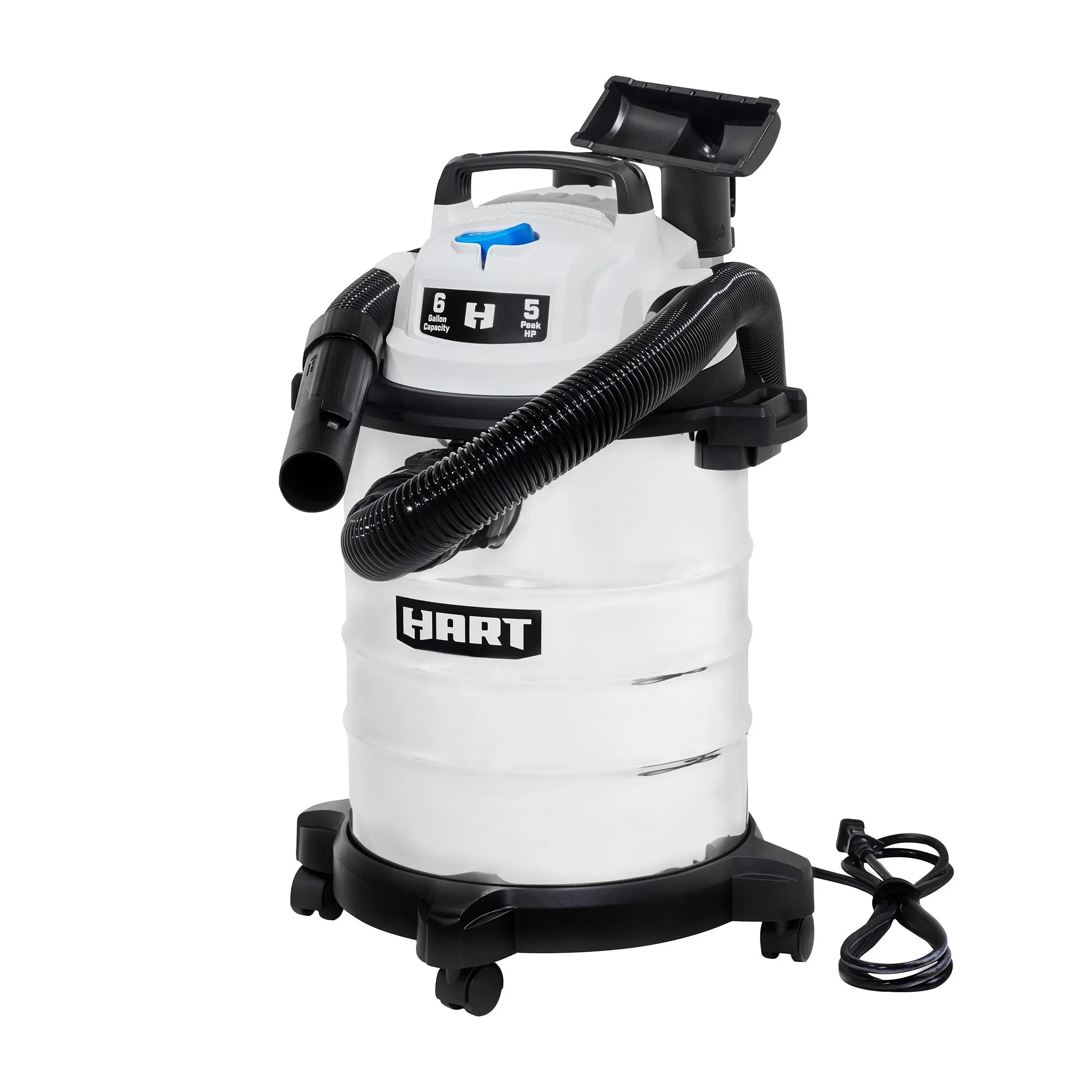 HART 6 Gallon 5 Peak HP Stainless Steel Wet/Dry Vacuum, VOC608S 3702 Hand C Mart