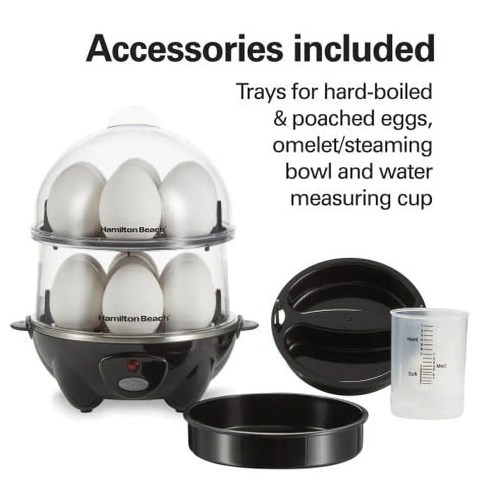 Hamilton Beach 3-in-1 Egg Cooker, Hard-Boiled, Poached, Omelets, 14 Egg Capacity, 25508 Hand C Mart