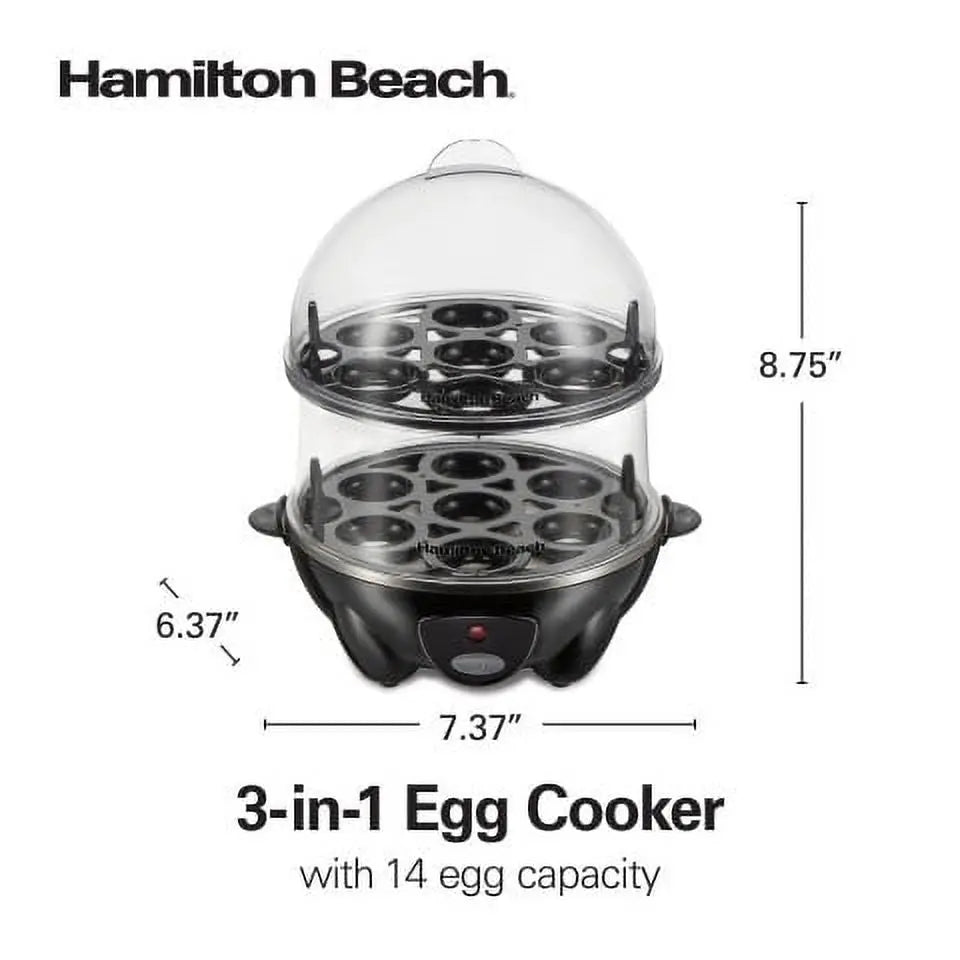 Hamilton Beach 3-in-1 Egg Cooker, Hard-Boiled, Poached, Omelets, 14 Egg Capacity, 25508 Hand C Mart