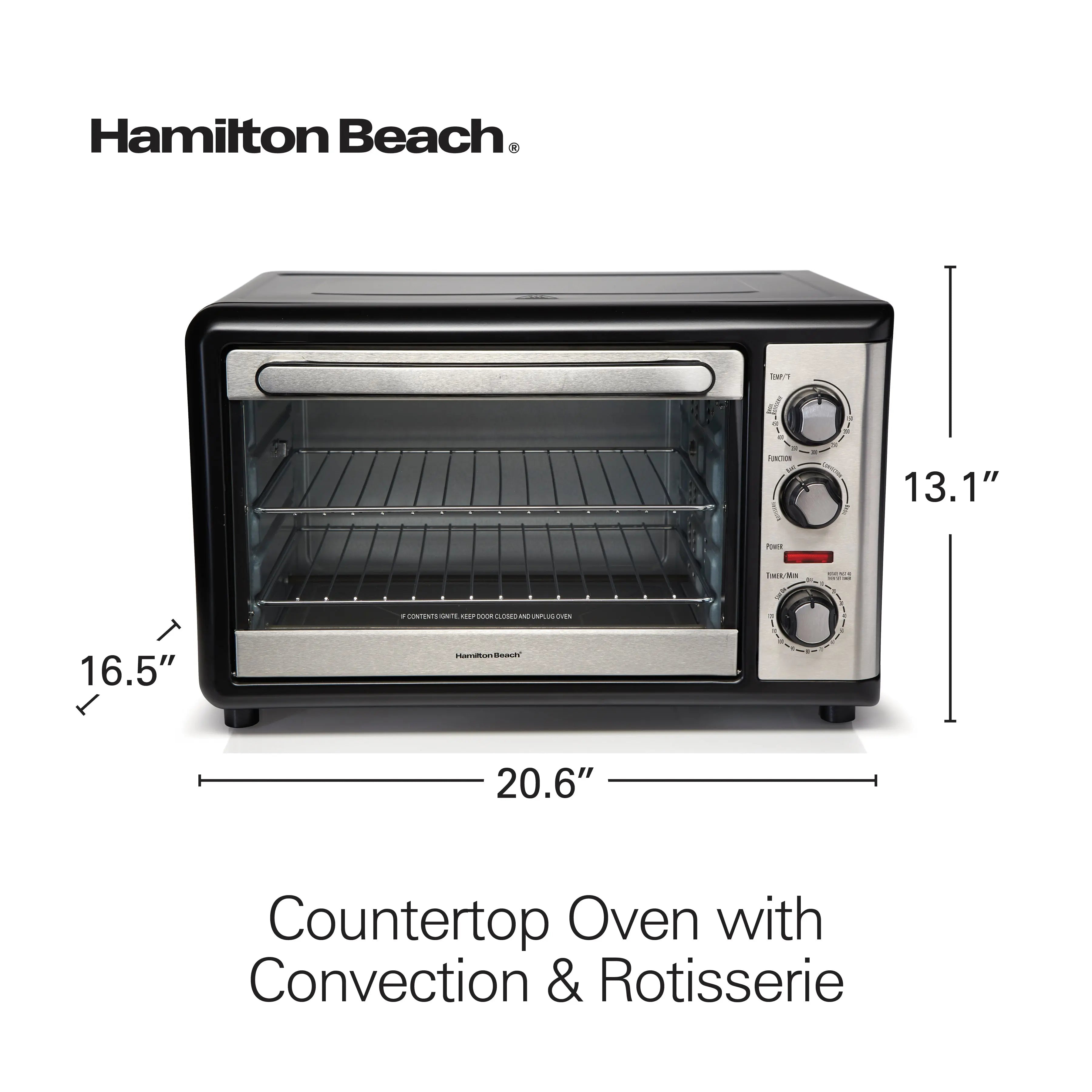 Hamilton Beach Countertop Oven with Convection and Rotisserie, Baking, Broil, Extra Large Capacity, Stainless Steel, 31108 Hand C Mart