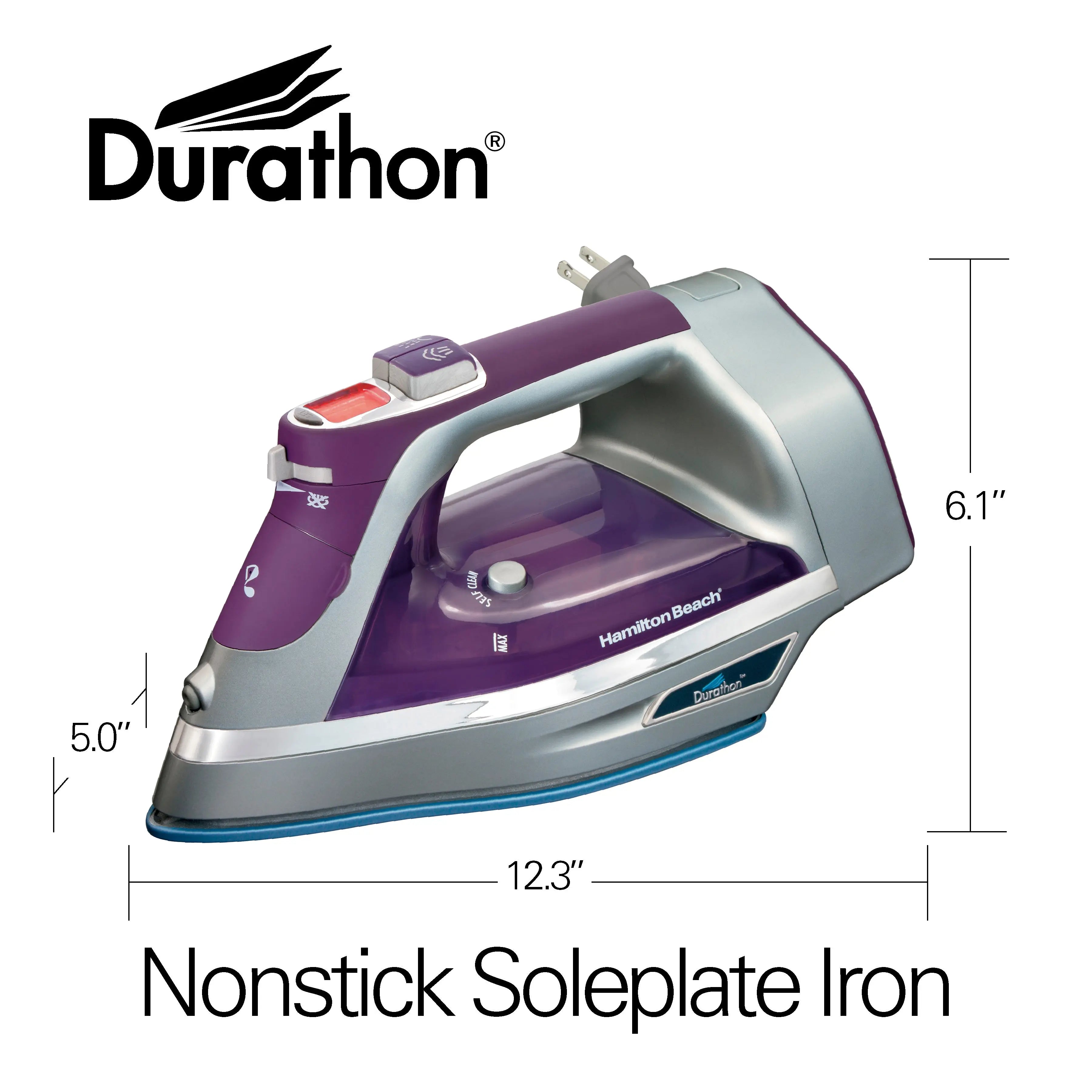 Hamilton Beach Durathon Digital Retractable Cord Iron, Silver, Model 19902F Hand C Mart