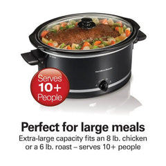 Hamilton Beach Slow Cooker, Extra-Large Capacity, Serves 10+, 8 Quarts, Black, 33185 Hand C Mart