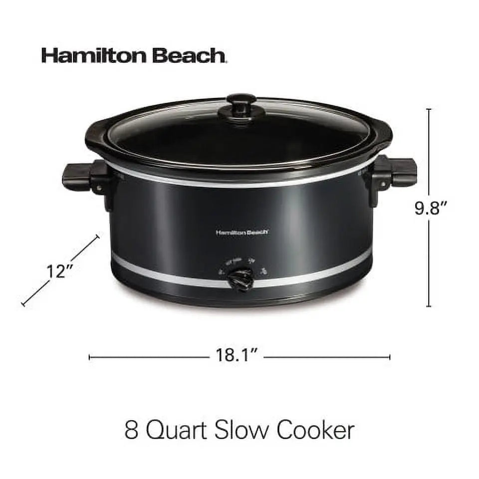 Hamilton Beach Slow Cooker, Extra-Large Capacity, Serves 10+, 8 Quarts, Black, 33185 Hand C Mart